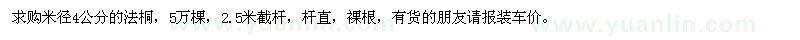 求購米徑4公分的法桐