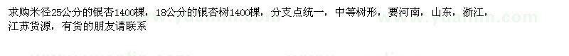 求購米徑25公分、18公分銀杏1400棵