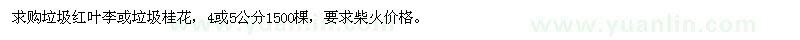 求購垃圾紅葉李或垃圾桂花