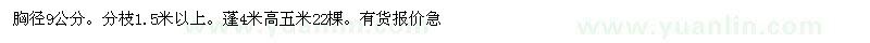 求購胸徑9公分紅葉石楠