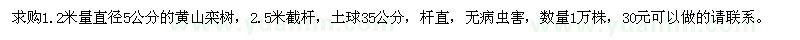 求購(gòu)1.2米量直徑5公分的黃山欒樹(shù) 數(shù)量1萬(wàn)株
