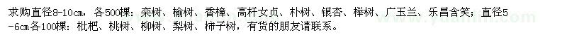 求購欒樹,榆樹,香樟,高桿女貞,柳樹,梨樹