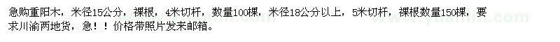 求購米徑15公分、18公分重陽木