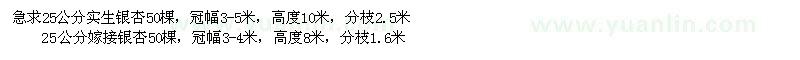 求購急求實生,嫁接銀杏