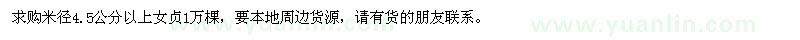 求購米徑4.5公分以上女貞1萬棵