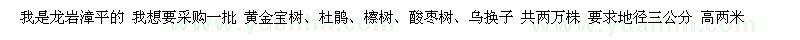 求購[黃金寶樹、杜鵑]D三公分高2米 20000