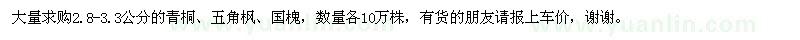 求購(gòu)青桐、五角楓、國(guó)槐