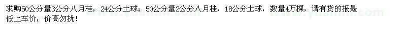 求購(gòu)50量2、3公分八月桂4萬(wàn)棵