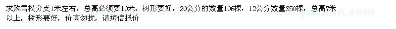 求購雪松分支1米左右 20公分的數(shù)量106棵 12公分?jǐn)?shù)量350棵
