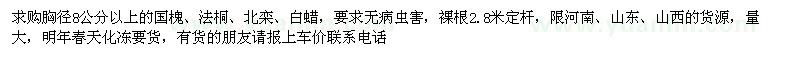 求購胸徑8公分以上的國槐、法桐、北欒、白蠟