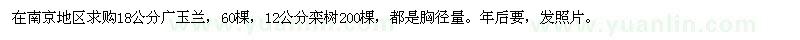 求購廣玉蘭,欒樹