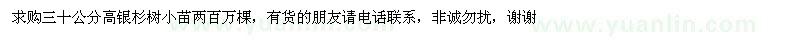 求購銀杉樹小苗