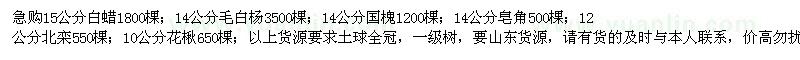 求購(gòu)白蠟、毛白楊、國(guó)槐、皂角等苗木
