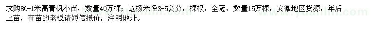 求購青楓小苗、意楊
