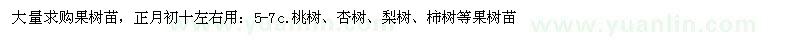 求購蘋果樹、桃樹、杏樹、梨樹