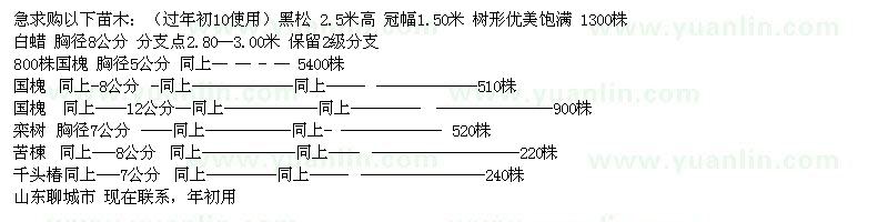 求購(gòu)黑松、白蠟、國(guó)槐、欒樹(shù)、苦楝