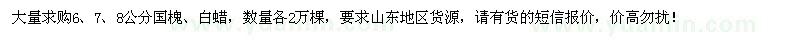 求購(gòu)6、7、8公分國(guó)槐、白蠟各2萬(wàn)棵