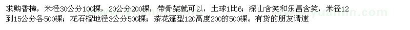 求購香樟,深山含笑,樂昌含笑,花石榴,茶花