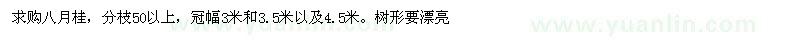 求購八月桂，分枝50以上，冠幅3米和3.5米以及4.5米