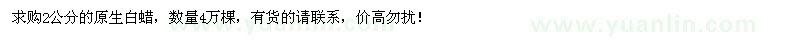 求購(gòu)2公分原生白蠟4萬(wàn)棵
