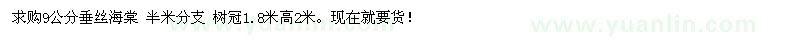 求購9公分垂絲海棠