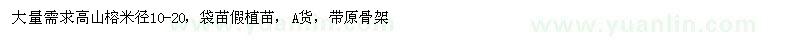 求購米徑10-20高山榕