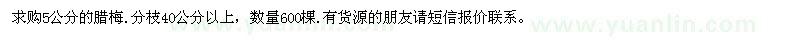 求購5公分的臘梅 數(shù)量600棵