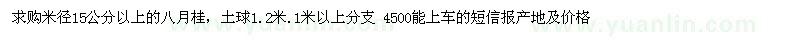 求購米徑15公分以上的八月桂