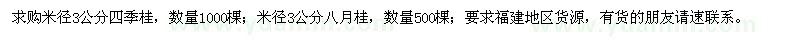 求購(gòu)米徑3公分四季桂、八月桂