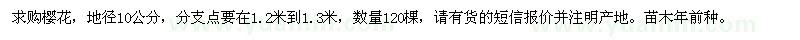 求購櫻花，苗木年前種