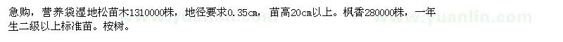 求購濕地松、桉樹、楓香