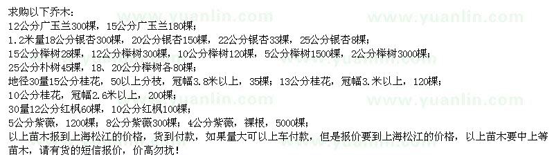 求購(gòu)廣玉蘭、銀杏、櫸樹(shù)、樸樹(shù)等苗木