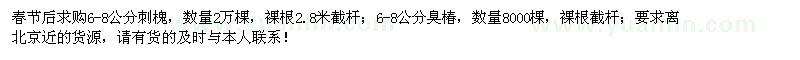 求購6-8公分刺槐、臭椿