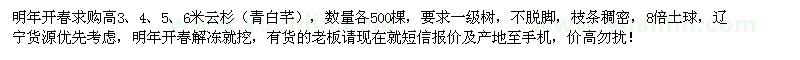 求購高3、4、5、6米云杉各500棵