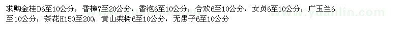 求購金桂 香樟 香泡 合歡 女貞等