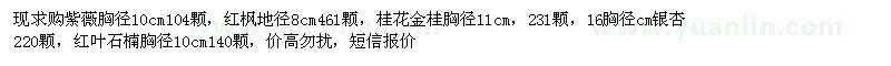 求購紫薇，紅楓，桂花金桂