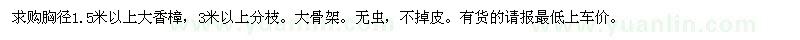 求購胸徑1.5米以上大香樟