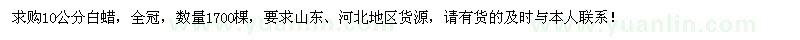 求購(gòu)10公分白蠟1700棵