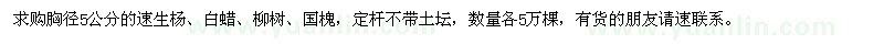 求購胸徑5公分的速生楊,白蠟,柳樹,國槐