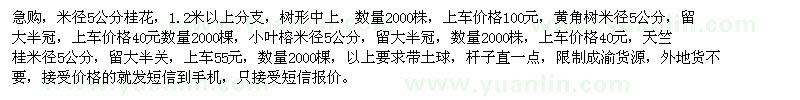 求購桂花、黃角樹、小葉榕、天竺桂
