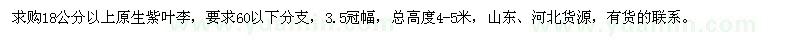 求購(gòu)18公分以上原生紫葉李
