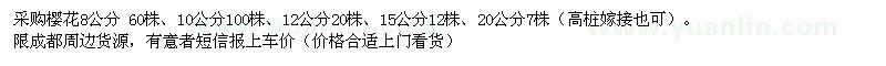 求購8、10、12、15、20公分櫻花