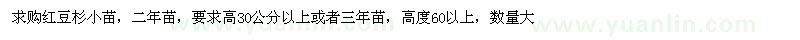 求購紅豆杉小苗