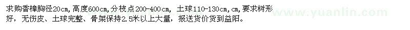 求購胸徑20公分香樟
