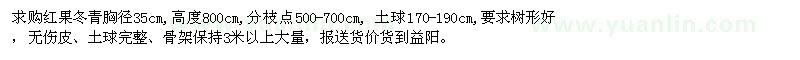 求購胸徑35公分紅果冬青
