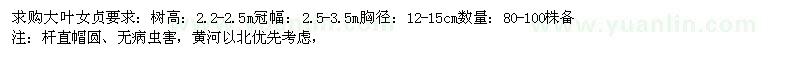 求購胸徑12-15公分大葉女貞
