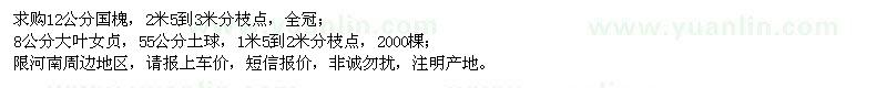 求購12公分國槐、8公分大葉女貞