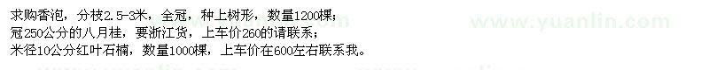求購香泡、八月桂、紅葉石楠