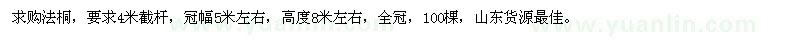求購冠幅5米左右法桐