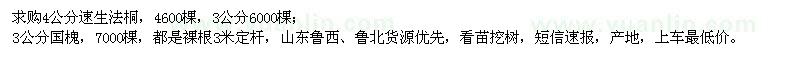 求購4公分速生法桐、3公分國槐